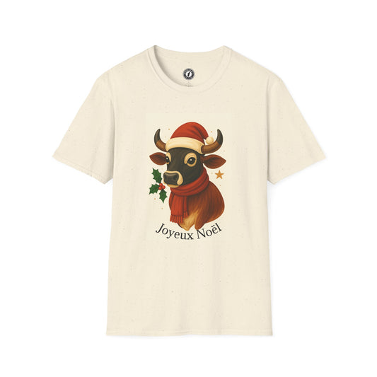 Christmas Zebu T-shirt — Zebu and Santa hat, holiday t-shirt.