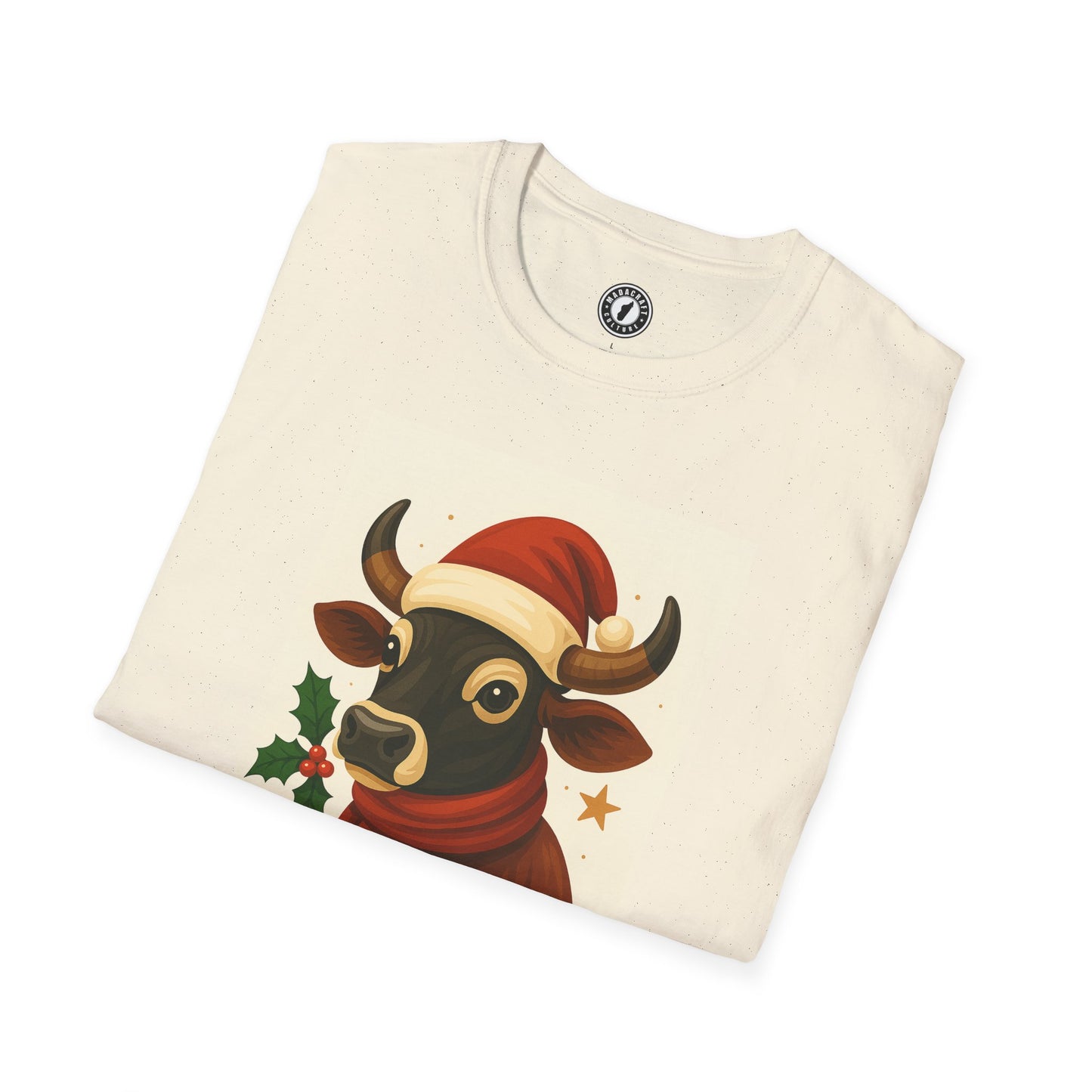 Christmas Zebu T-shirt — Zebu and Santa hat, holiday t-shirt.