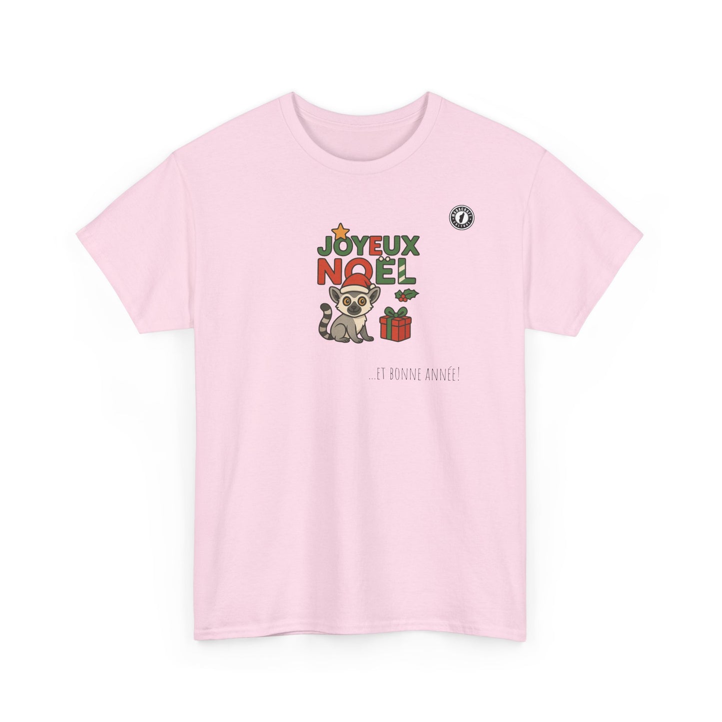T-Shirt Lémurien de Noël – Adorable Lémurien au Bonnet de Père Noël avec “Joyeux Noël”