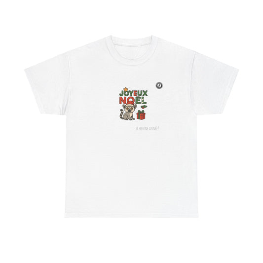 T-Shirt Lémurien de Noël – Adorable Lémurien au Bonnet de Père Noël avec “Joyeux Noël”