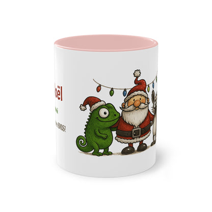 Mug Noël Entre Amis – Un Caméléon, Un Lémurien & Beaucoup de Joie