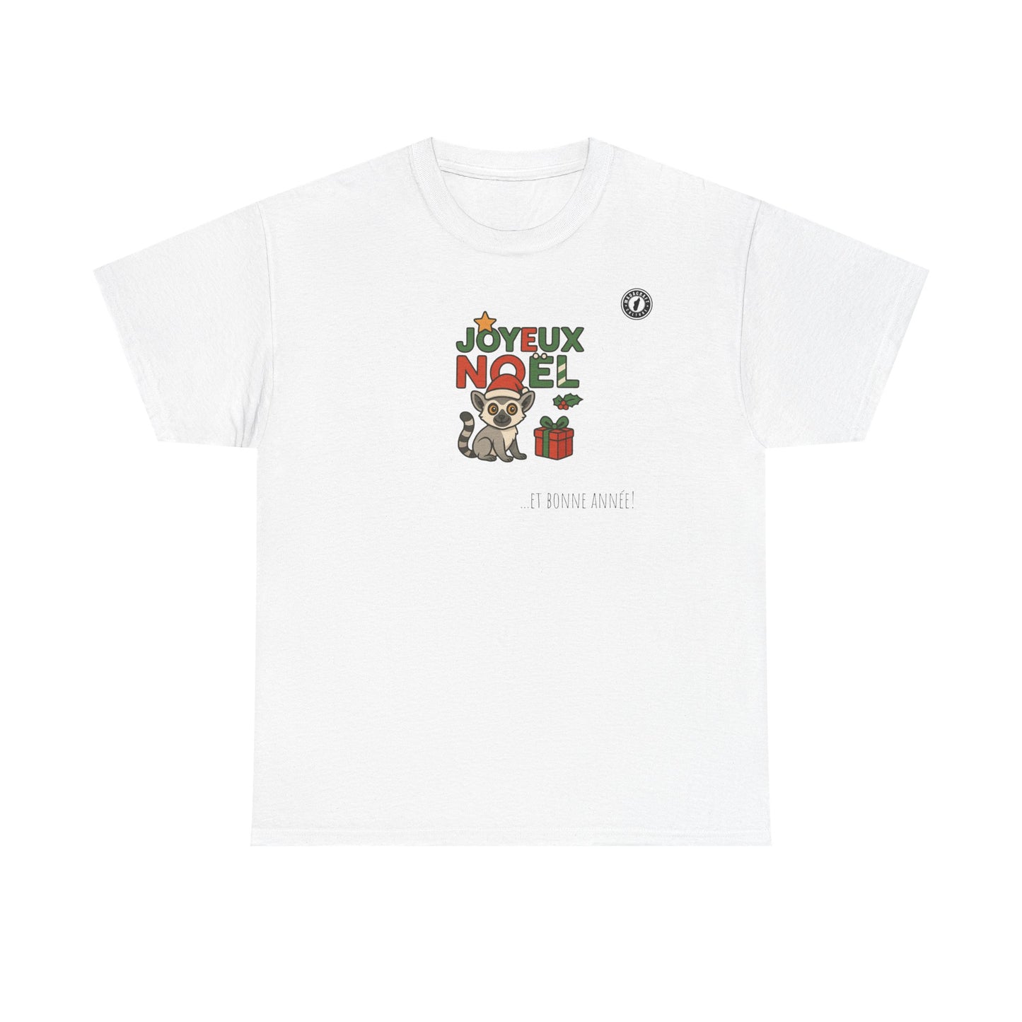 T-Shirt Lémurien de Noël – Adorable Lémurien au Bonnet de Père Noël avec “Joyeux Noël”
