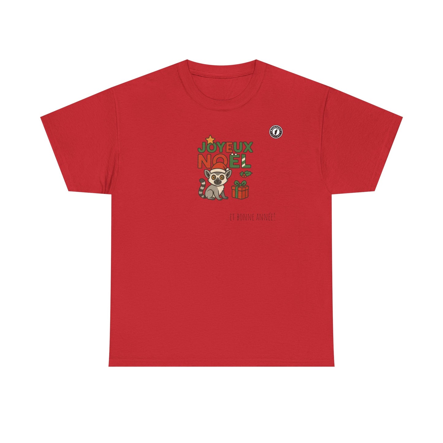 T-Shirt Lémurien de Noël – Adorable Lémurien au Bonnet de Père Noël avec “Joyeux Noël”