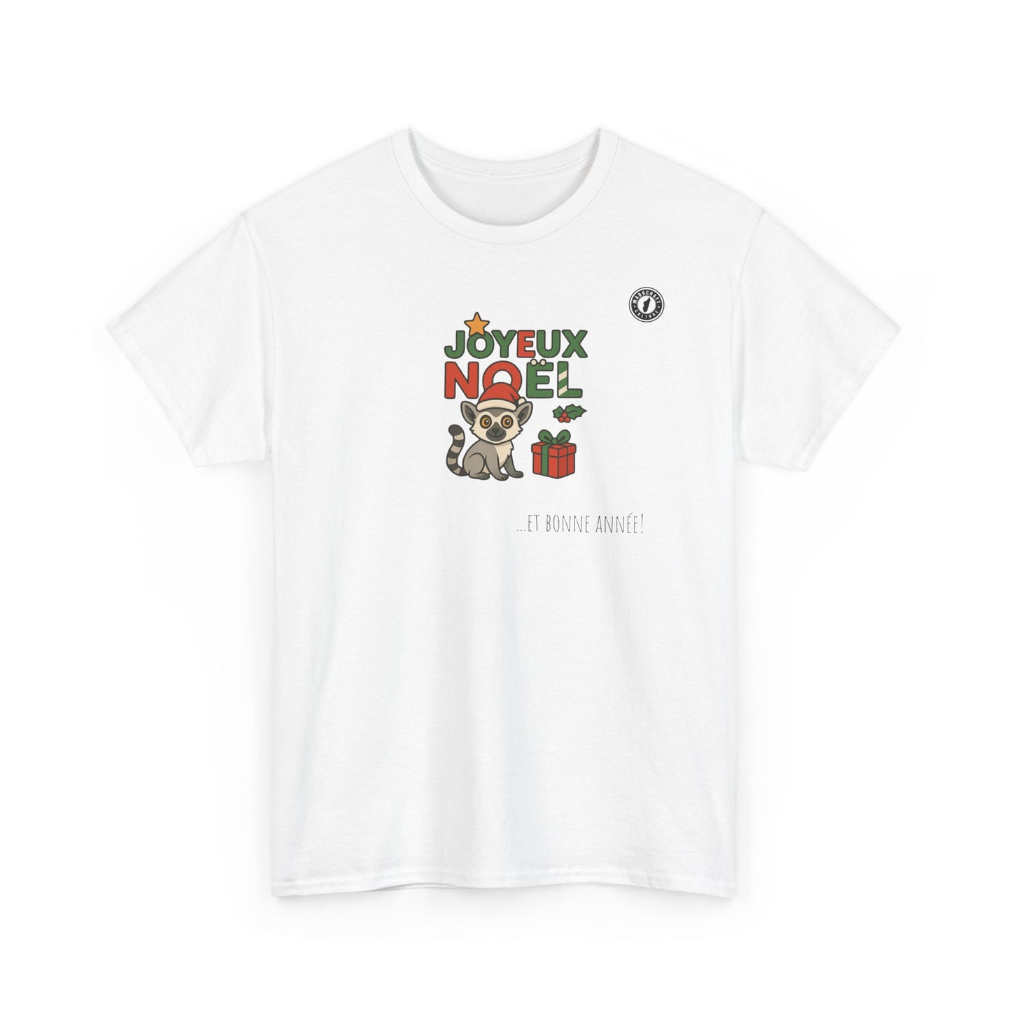 T-Shirt Lémurien de Noël – Adorable Lémurien au Bonnet de Père Noël avec “Joyeux Noël”