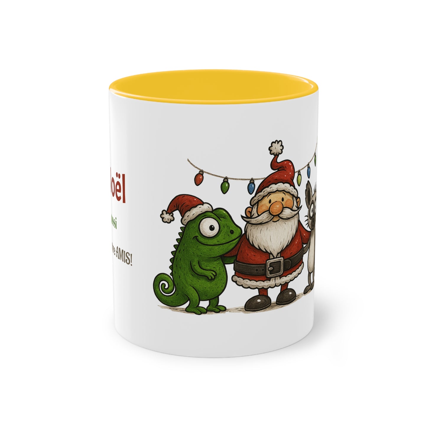 Mug Noël Entre Amis – Un Caméléon, Un Lémurien & Beaucoup de Joie