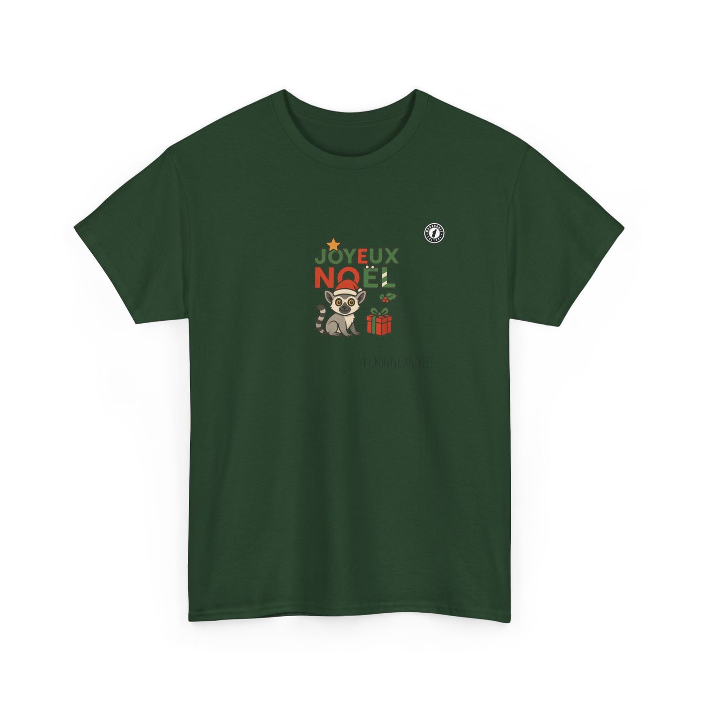 T-Shirt Lémurien de Noël – Adorable Lémurien au Bonnet de Père Noël avec “Joyeux Noël”