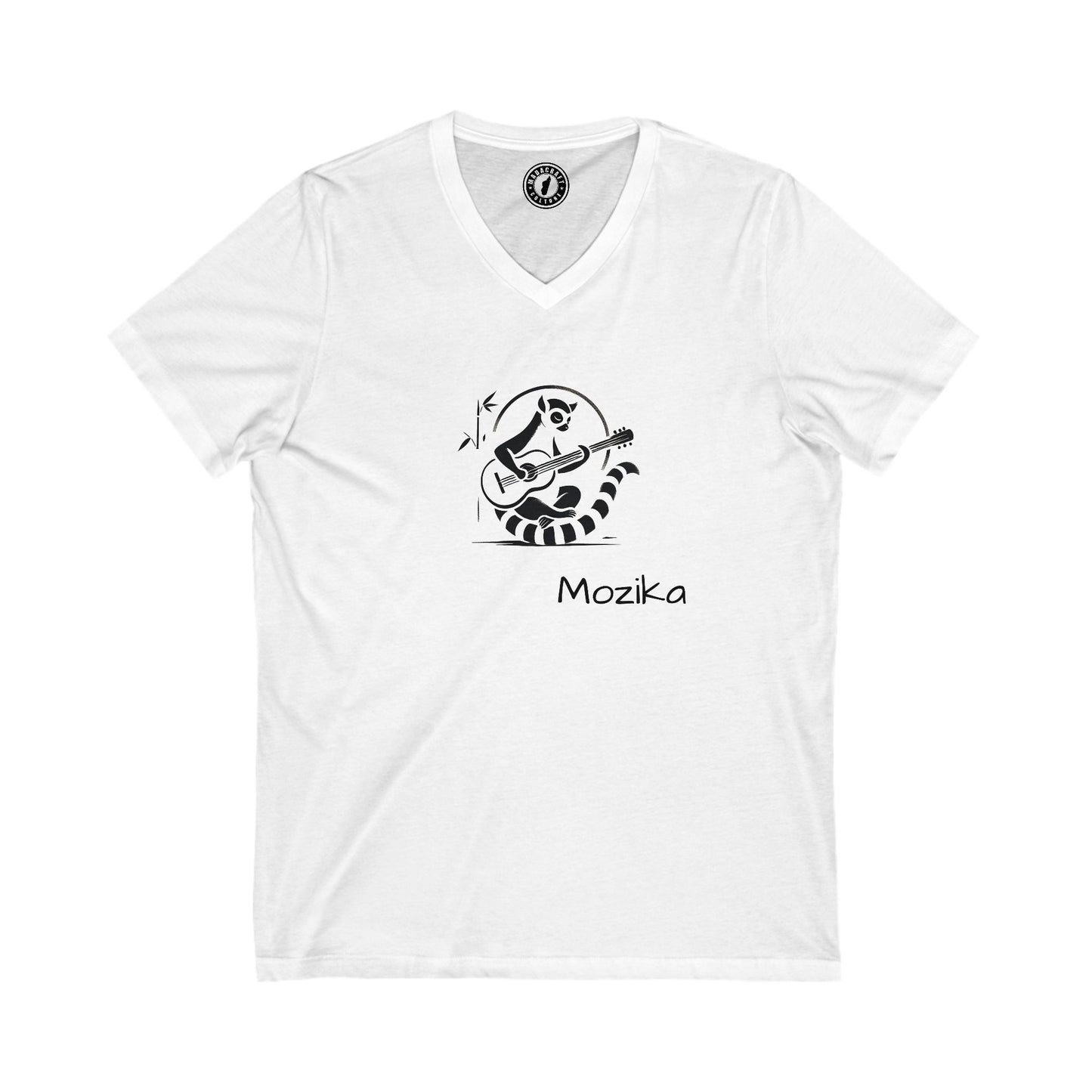 T-Shirt Femme Mozika - col V - Lémurien Guitariste
