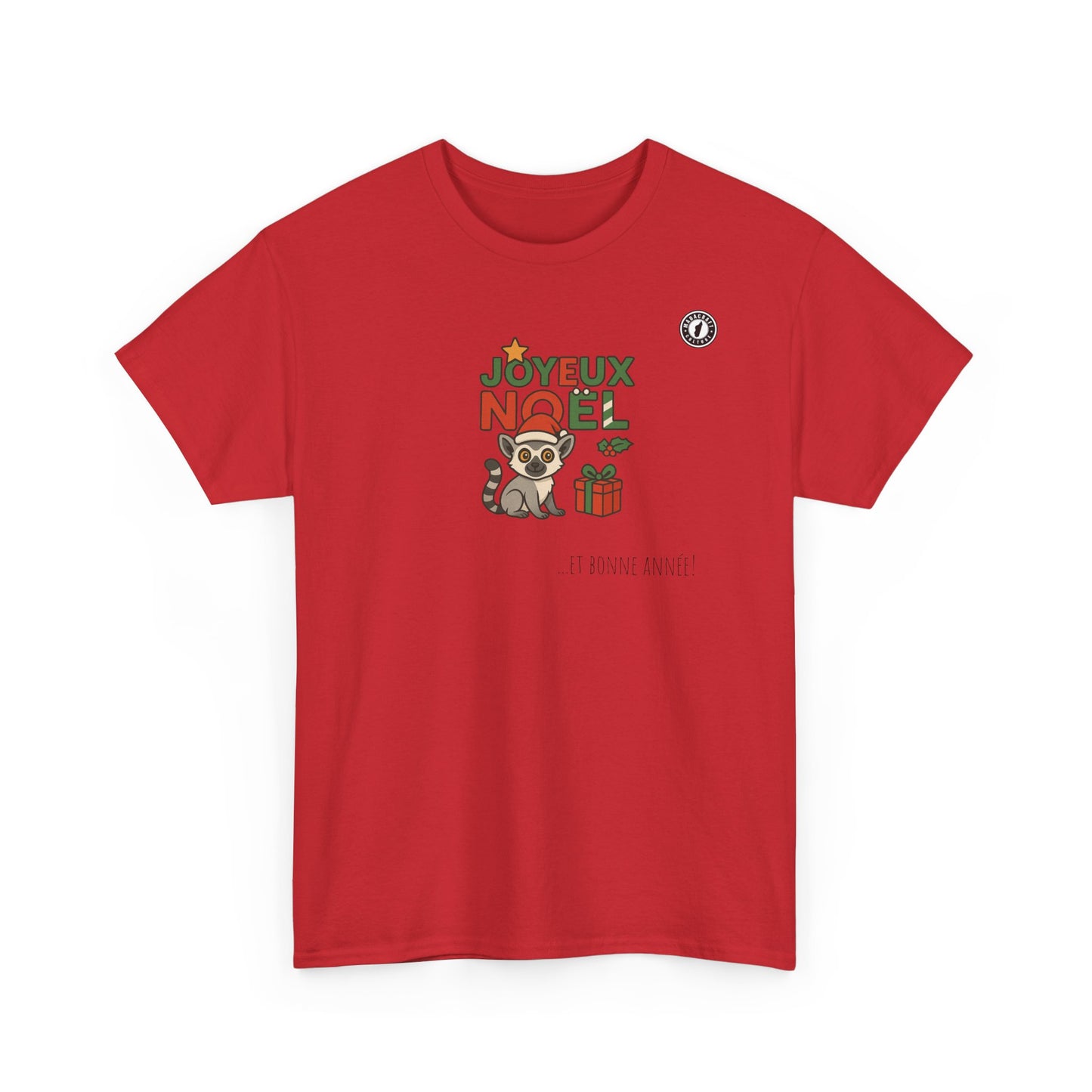 T-Shirt Lémurien de Noël – Adorable Lémurien au Bonnet de Père Noël avec “Joyeux Noël”