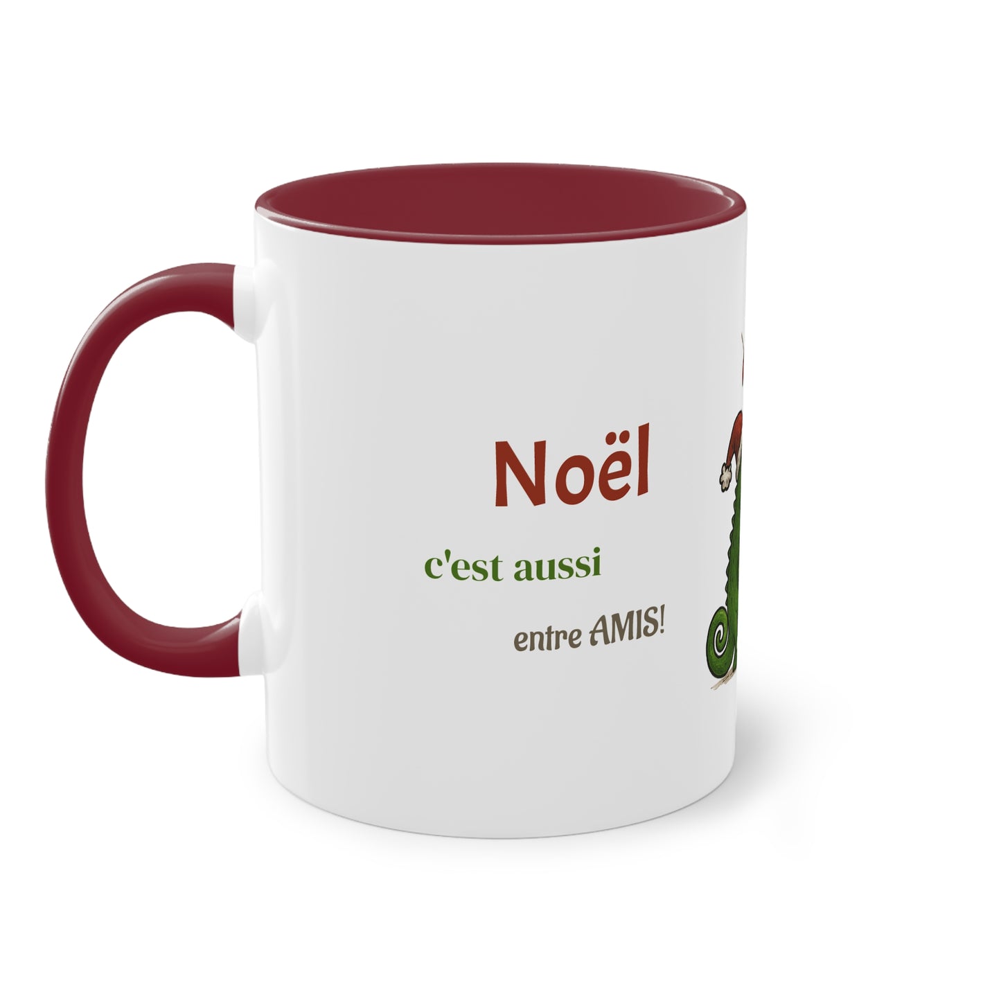 Mug Noël Entre Amis – Un Caméléon, Un Lémurien & Beaucoup de Joie