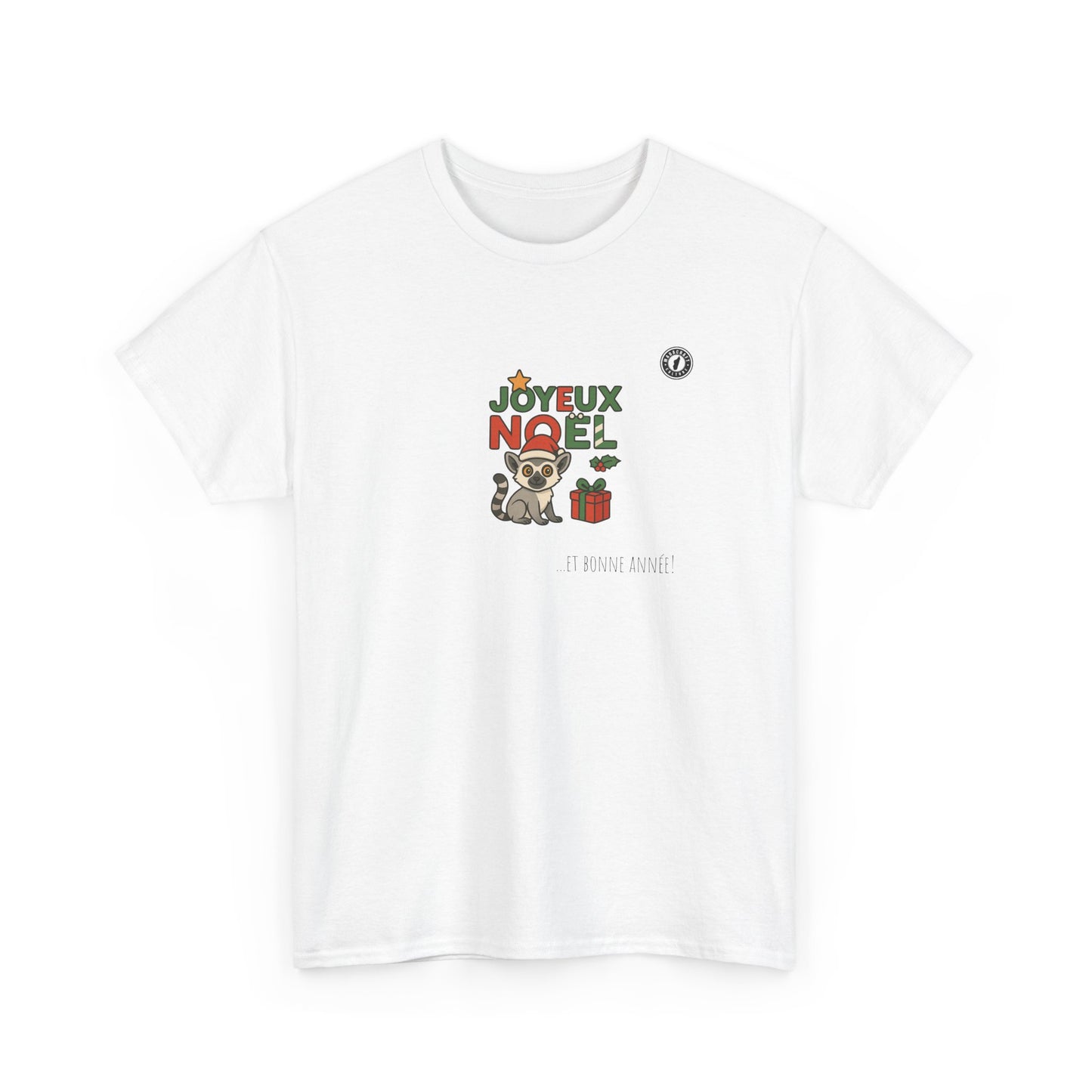 T-Shirt Lémurien de Noël – Adorable Lémurien au Bonnet de Père Noël avec “Joyeux Noël”