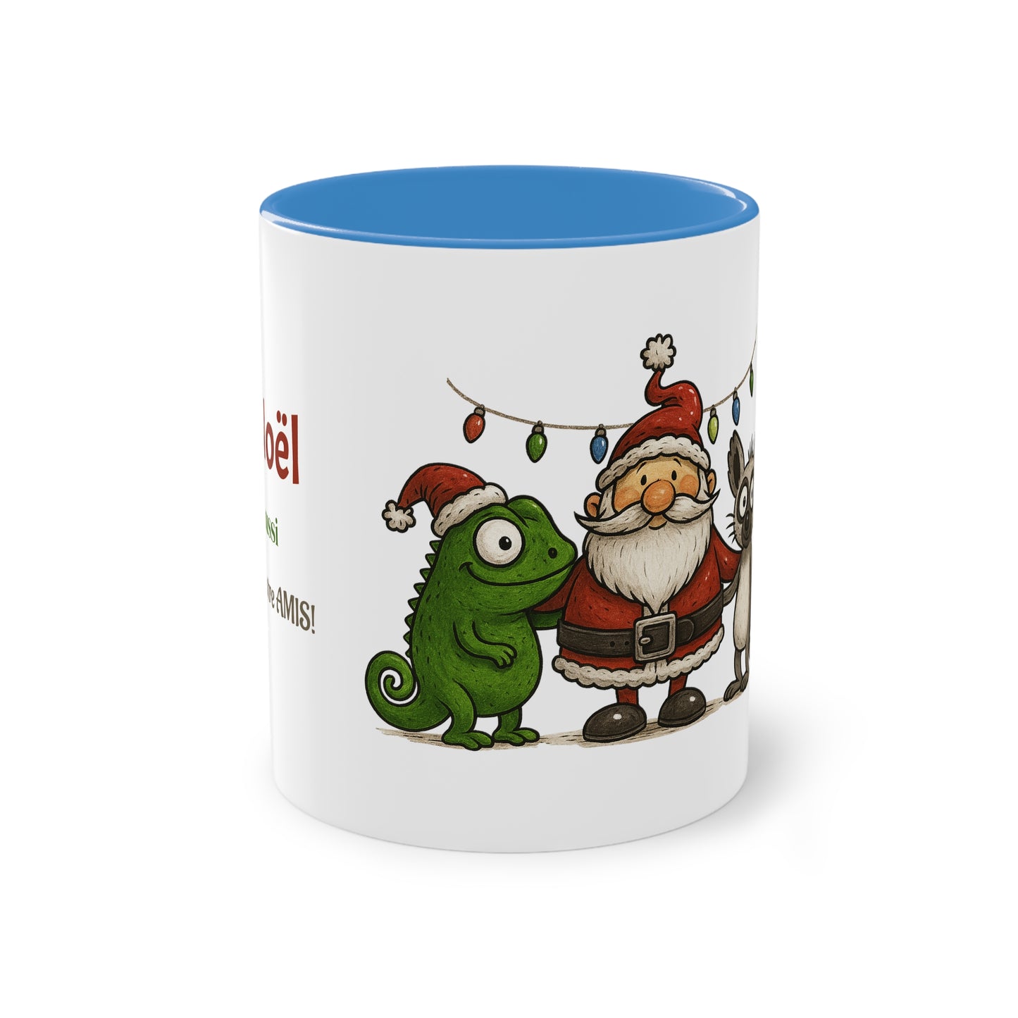 Mug Noël Entre Amis – Un Caméléon, Un Lémurien & Beaucoup de Joie