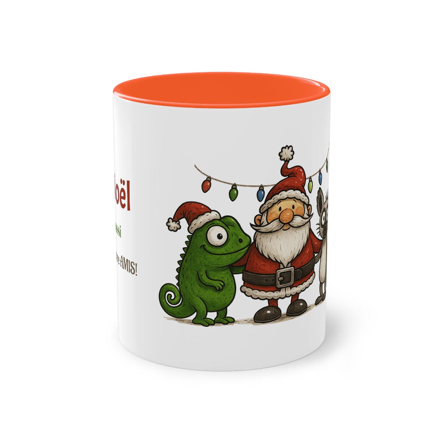Mug Noël Entre Amis – Un Caméléon, Un Lémurien & Beaucoup de Joie