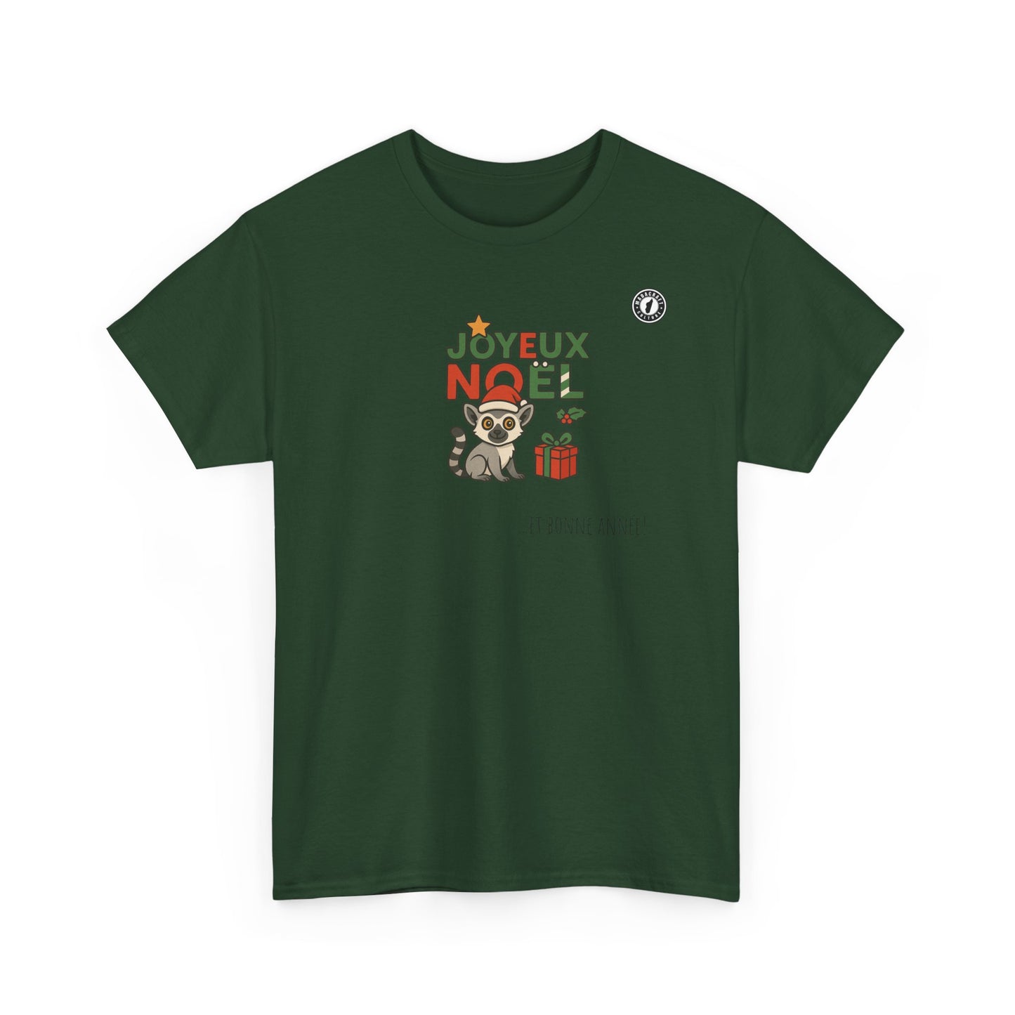 T-Shirt Lémurien de Noël – Adorable Lémurien au Bonnet de Père Noël avec “Joyeux Noël”